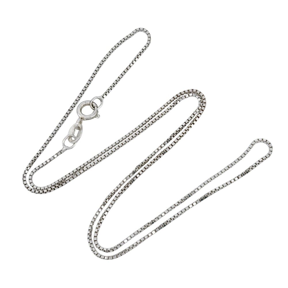 Estate Italy Sterling Silver 925 1.0mm Box Chain Necklace 18"
